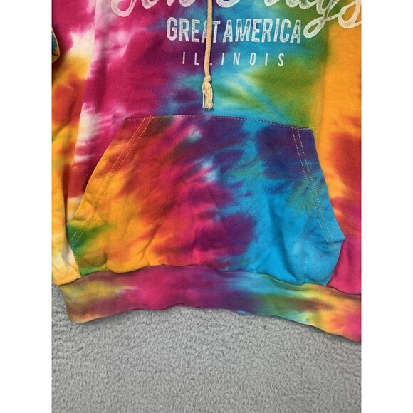 Six Flags Great America Hoodie Mens Medium Pullover Illinois Theme Park Rainbow - Picture 3 of 10